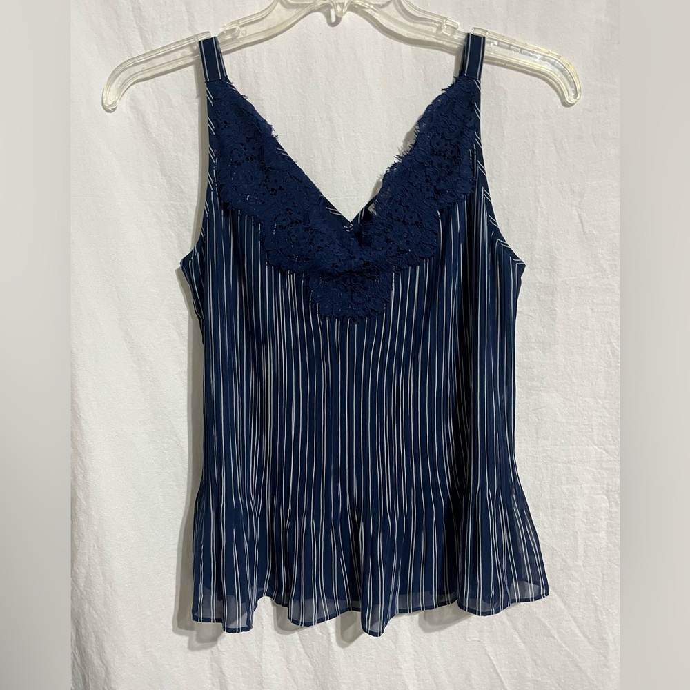 Chicos Navy and White Tank - Lace Top - Chicos Size 0 - NWT